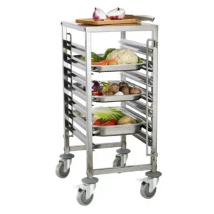 Stainless steel serving basin cart with countertop