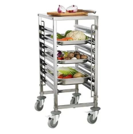 2不锈钢份盘车带台面简易款 Stainless steel serving basin cart with countertop - Image 1